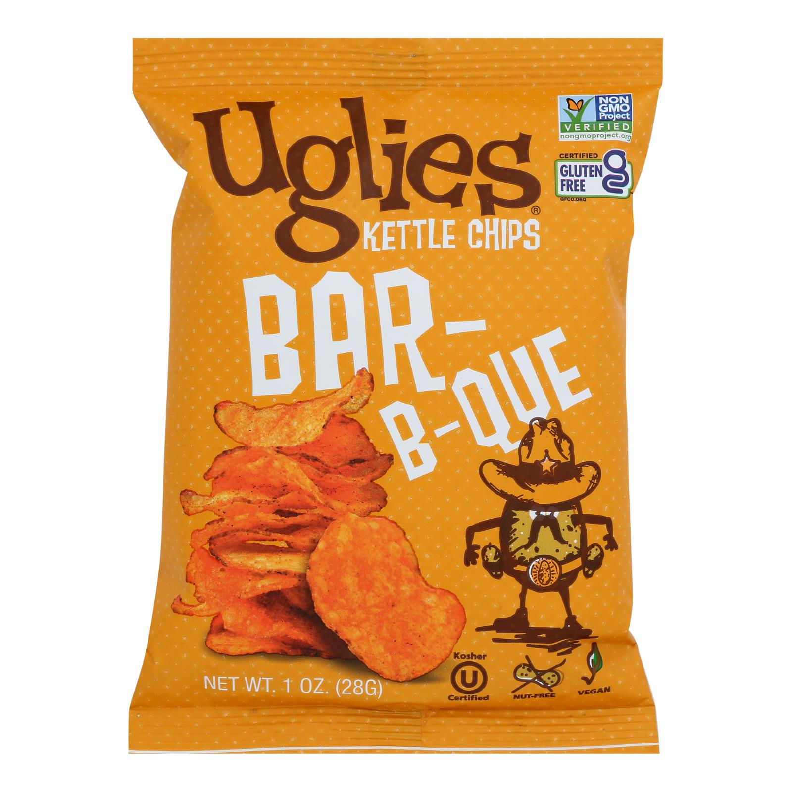 Uglies BBQ Kettle Cooked Potato Chips Snack Pack (32 Count) - Crunchy Gluten-Free Snacks for Parties, Picnics & On-The-Go
