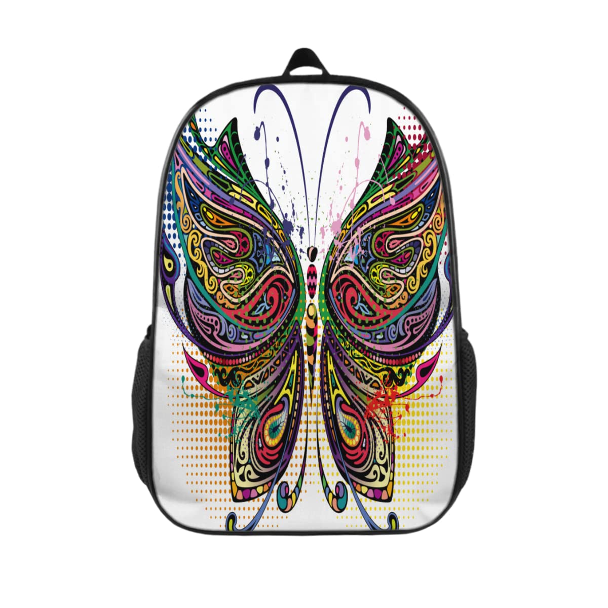 Colorful Butterfly Print School Backpack Set - Lightweight Travel Hiking Backpack for Boys & Girls - Durable Outdoor Daypack for School, Camping, and Daily Use