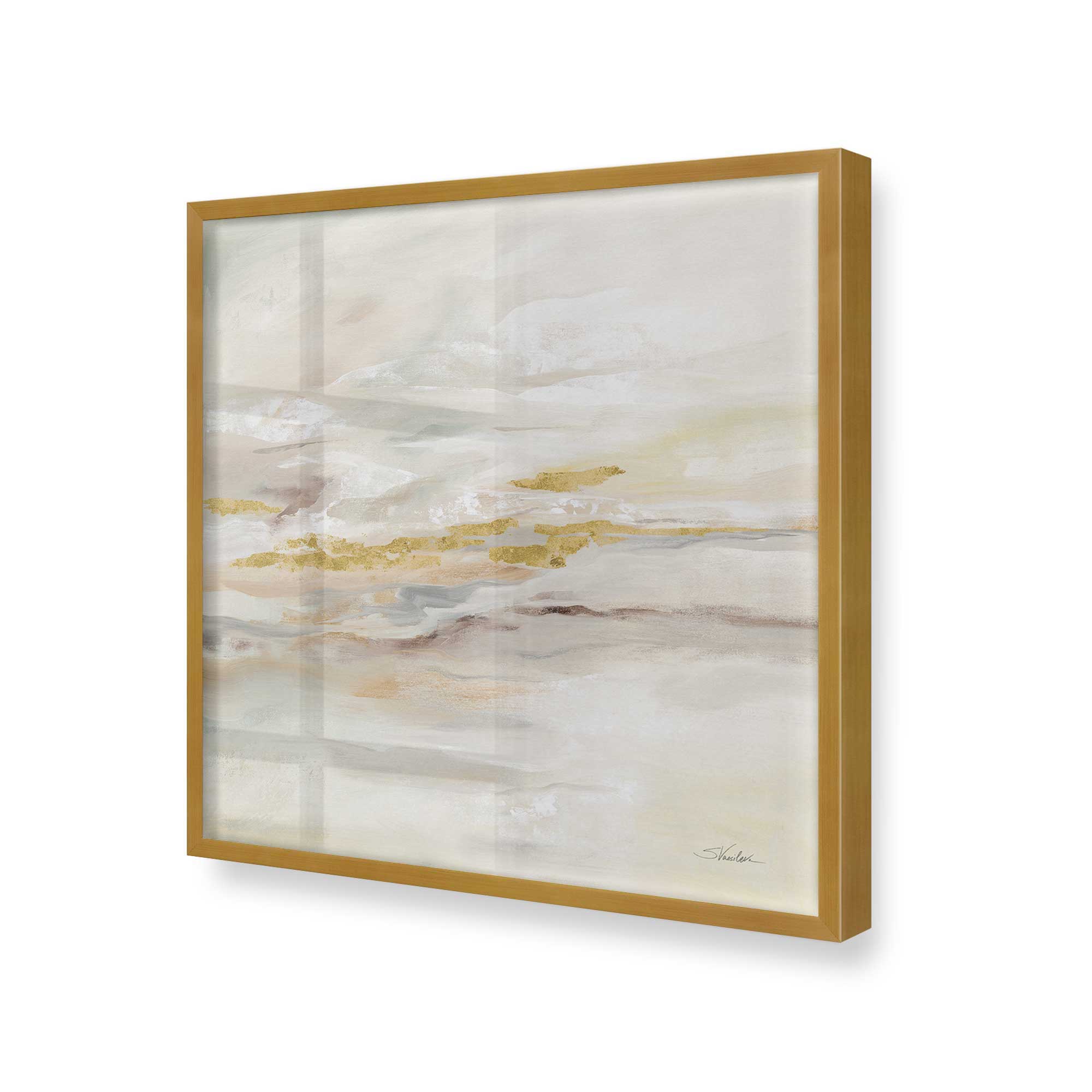 Golden Drift Reflections Print - Abstract Wall Art for Modern Home & Office Decor - Perfect for Living Rooms, Bedrooms, and Workspaces