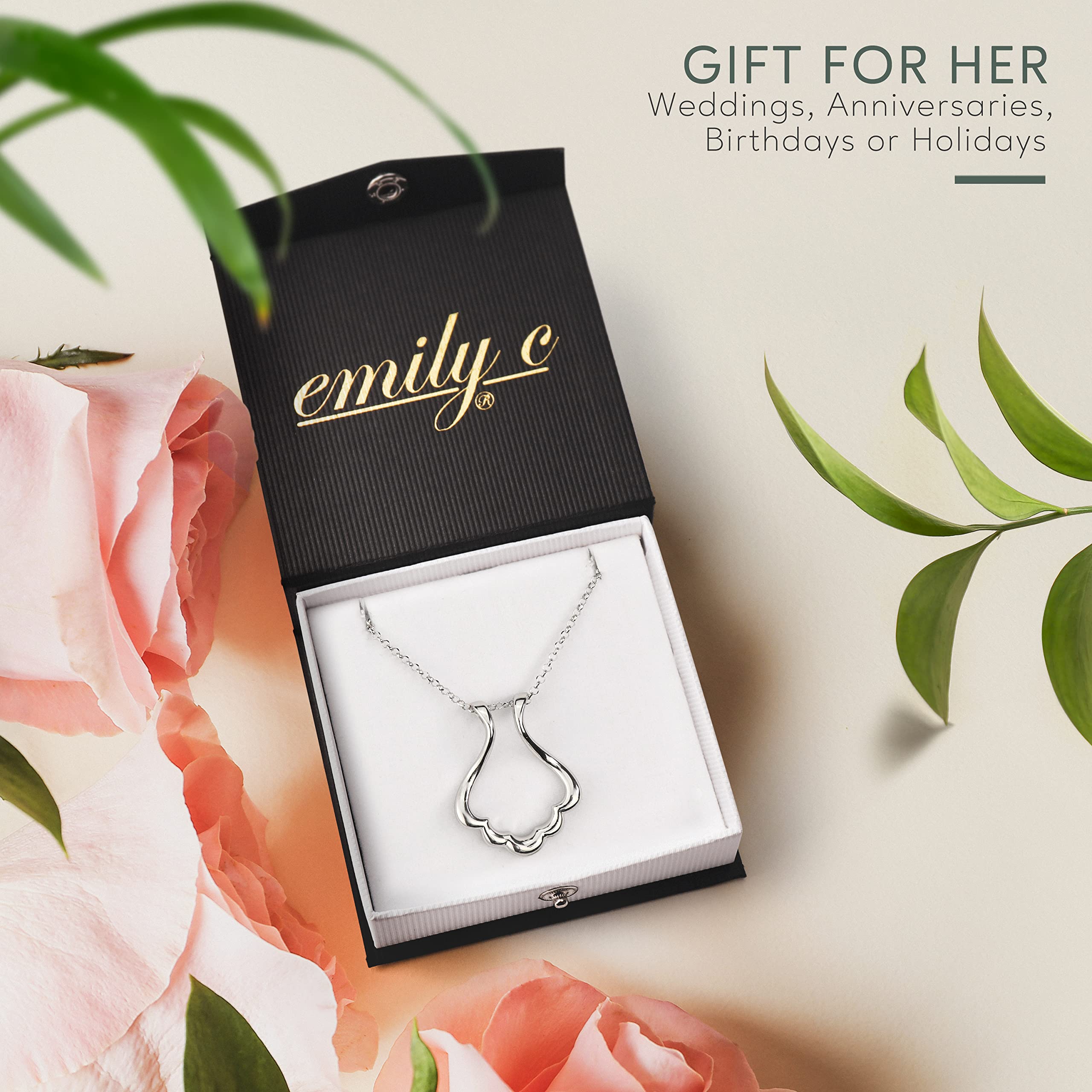 Sterling Silver Ring Holder Necklace for Women & Men - Elegant Wedding Ring Keeper Jewelry for Wife, Nurse, Doctor - Perfect for Work, Travel, and Special Occasions