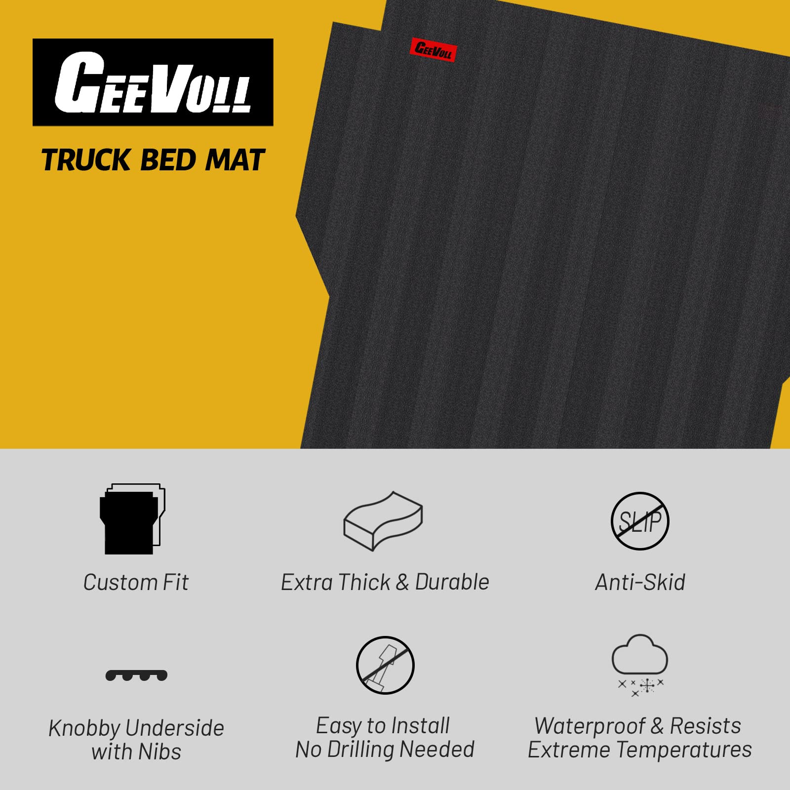 Heavy Duty Rubber Truck Bed Mat for 2005-2023 Toyota Tacoma 5ft Short Bed | Durable & Non-Slip Protection | Black | Perfect for Hauling, Off-Roading & Work Site Use