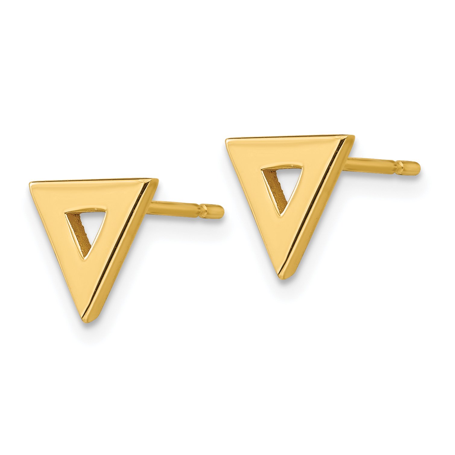 14K Yellow Gold Open Triangle Post Earrings for Women - 8mm Minimalist Geometric Stud Earrings for Everyday Wear & Special Occasions