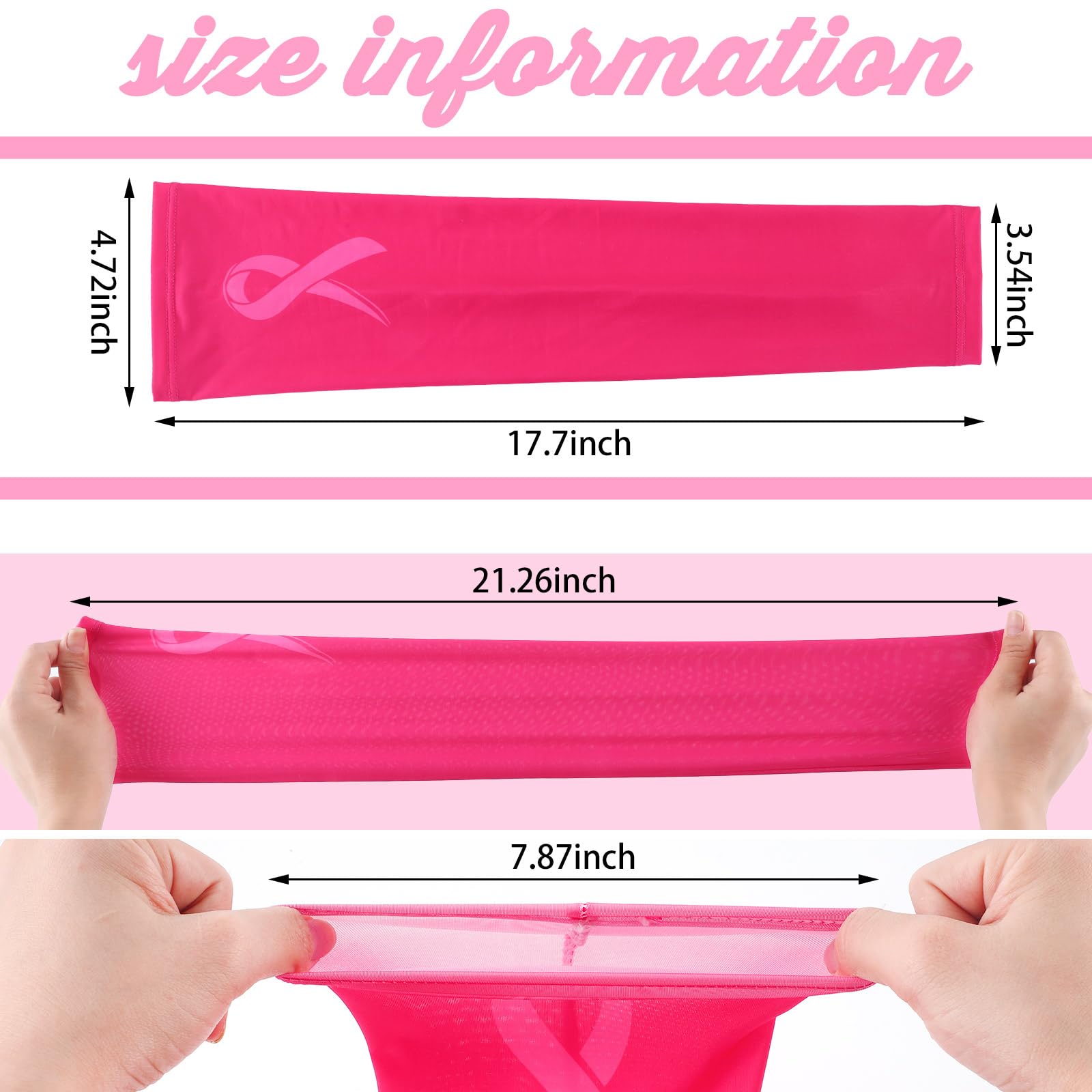Ramede 20 Pairs Pink Ribbon Breast Cancer Awareness Arm Sleeves - Compression Sleeves for Volleyball, Football & Sports - Show Support During Games & Workouts
