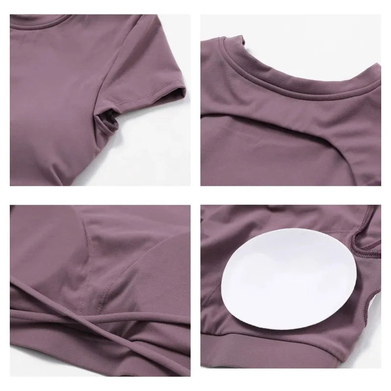Women's Backless Sports Short Shirts - Sexy Crop Top for Gym, Fitness & Yoga - Quick Drying Breathable Workout Sportswear - Perfect for Running, Pilates & Summer Outdoor Activities