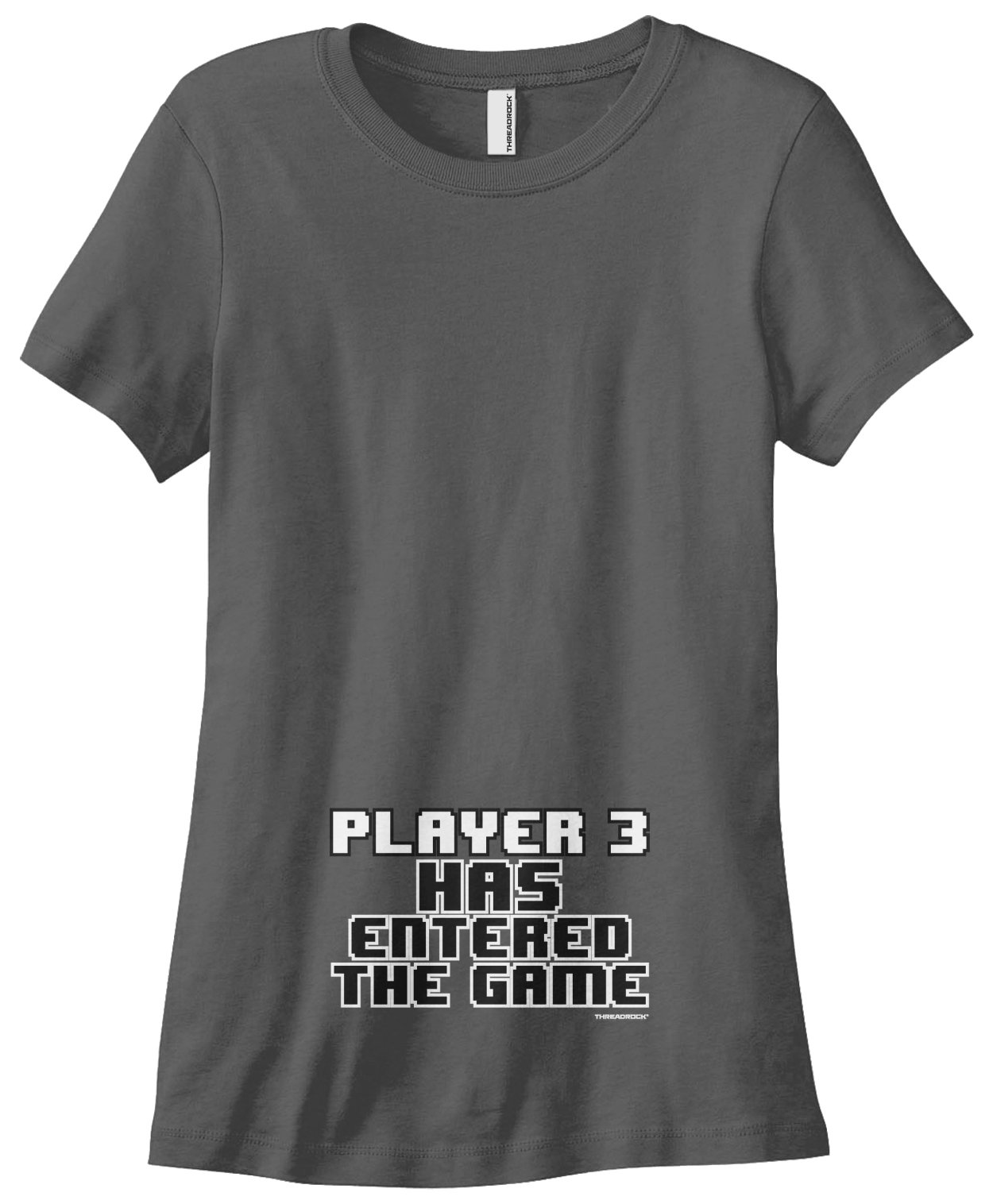 Threadrock Women's Player 3 Pregnancy Announcement T-Shirt - Funny Maternity Tee for Gender Reveal & Baby Shower - Comfortable Cotton Shirt for Expecting Moms