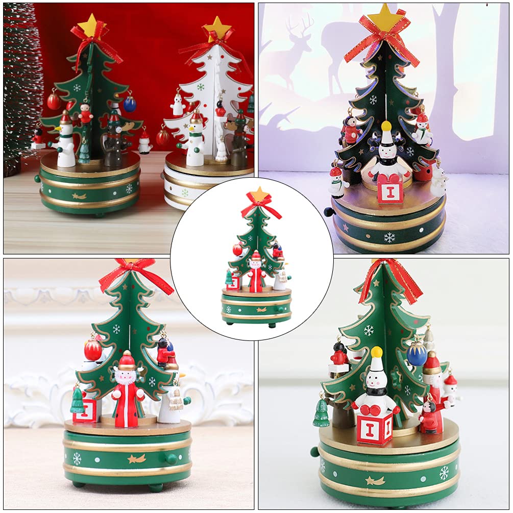 ABOOFAN Wooden Christmas Music Box - Handcrafted Carousel with Merry Christmas Puzzle Toy, Table Ornament & Holiday Decoration for Kids, Home, Party, Xmas Tree Skirt Display