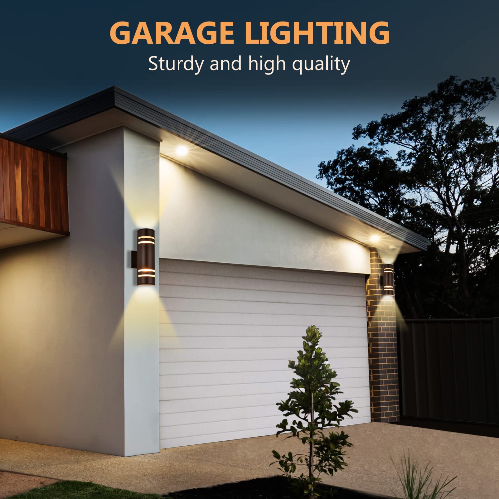 Outdoor Wall Lights Waterproof IP65 - Up Down Porch Lighting Fixture in Oil Rubbed Bronze - Aluminum Exterior Light for Garage, Patio, Deck & House Entrance - Perfect for Outdoor Security and Landscape Illumination