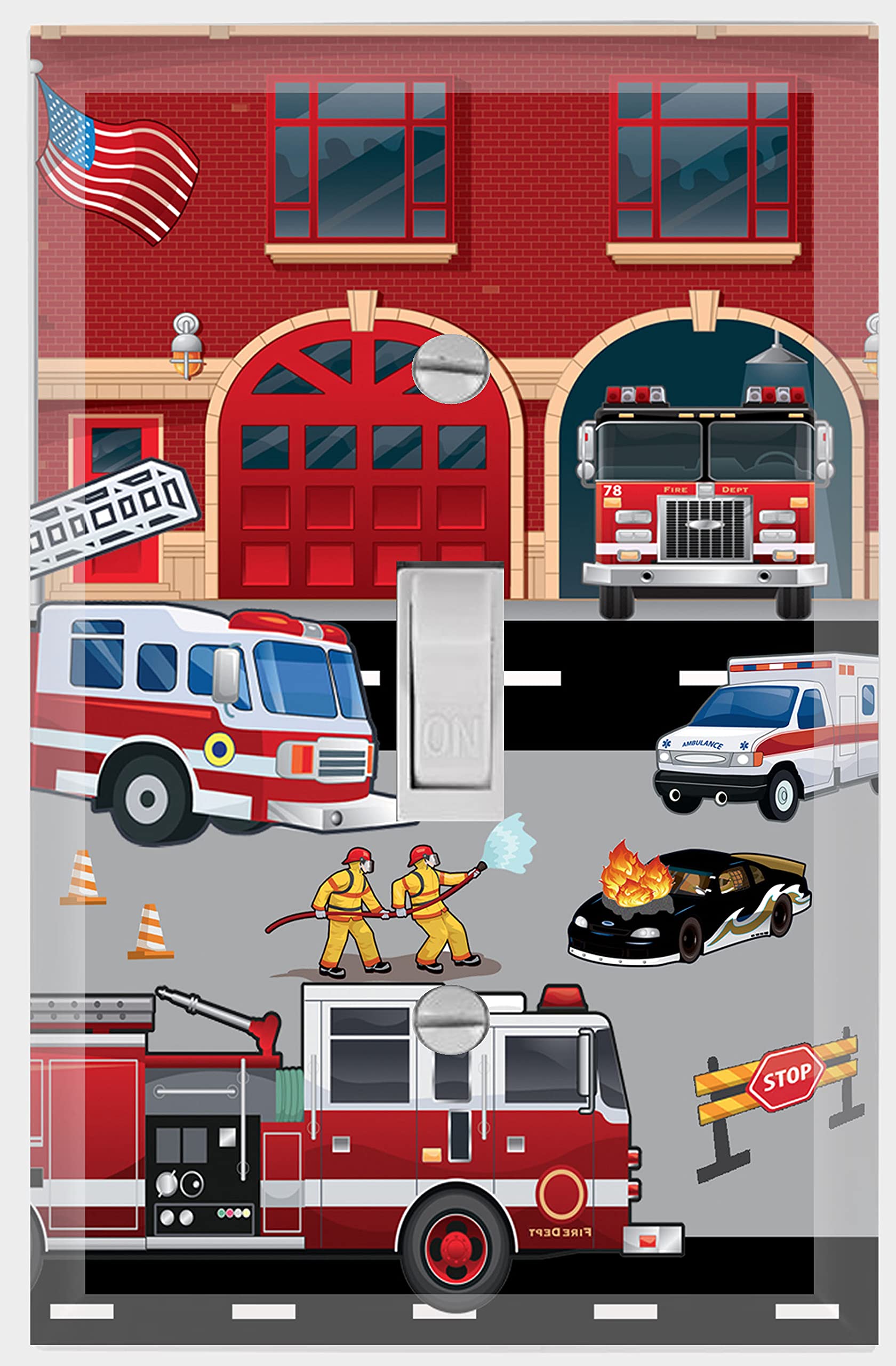 Fire Truck Wall Decals for Boys Room - Toddler Bedroom Decor, Kids Birthday Party Supplies - Perfect for Nursery, Playroom & Themed Party Decorations