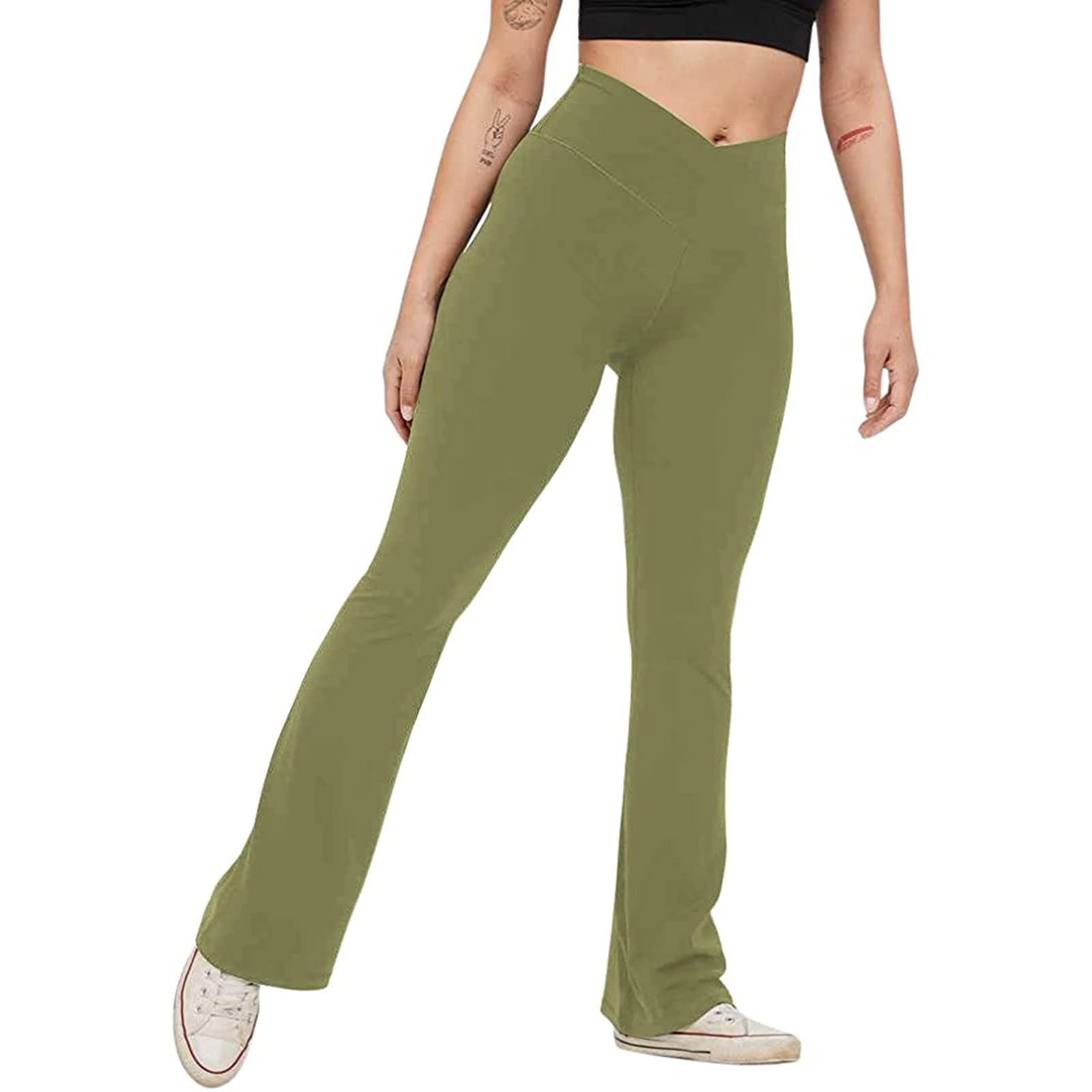 JDEFEG Bootcut Yoga Pants for Women - High Waist Workout Leggings, Athletic Running Tights, Stretchy Fitness Yoga Pants for Women | Perfect for Yoga, Gym, Running & Casual Wear