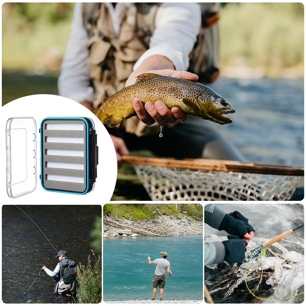 Waterproof Double Clear Fly Fishing Tackle Box - Fly & Jig Lure Storage Organizer for Trout Bass Fishing - Perfect for Stream, Lake & Saltwater Anglers