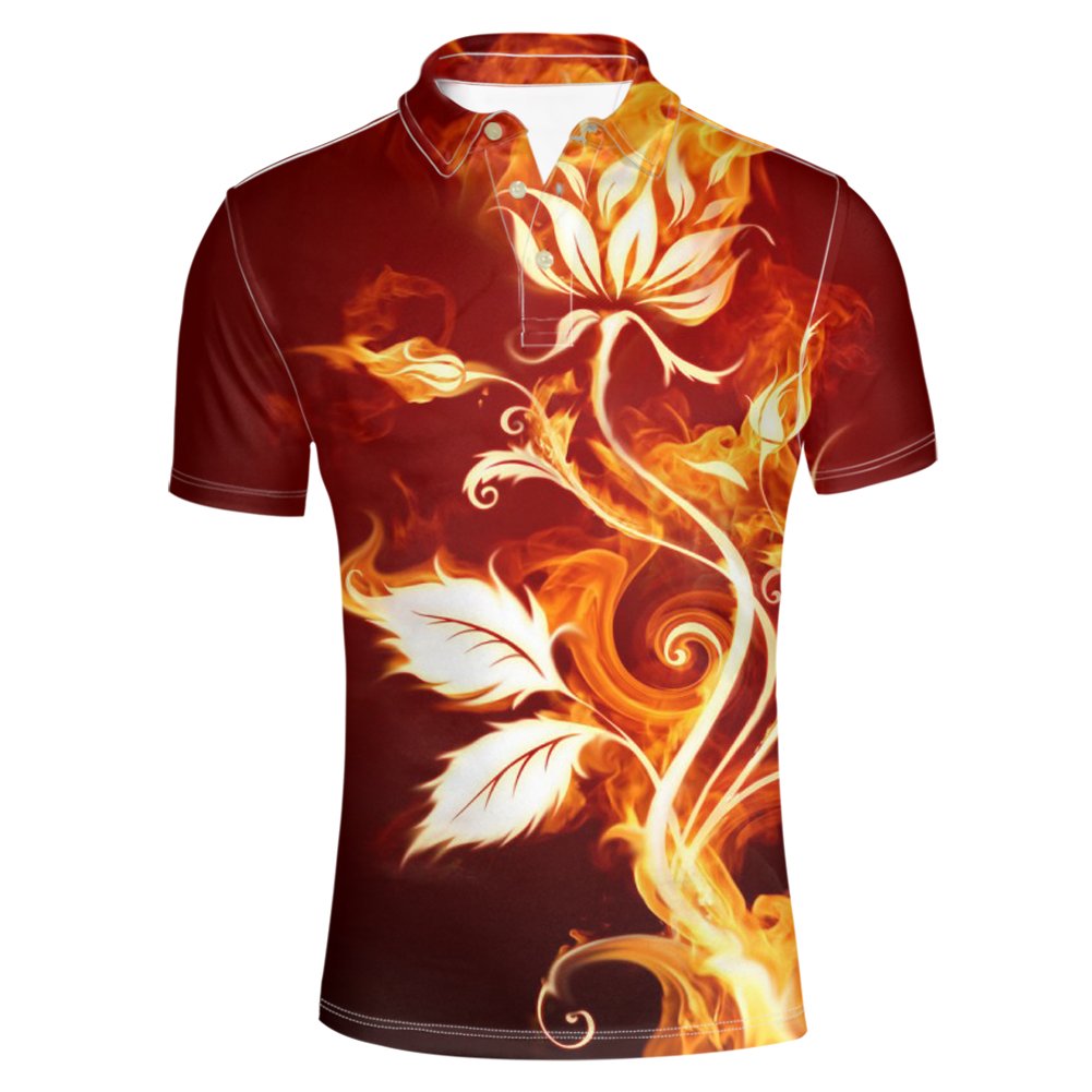 HUGS IDEA Men's Short Sleeve Polo Shirt - Comfortable Regular Fit Lightning Design Tee for Casual Wear, Golf, and Outdoor Activities