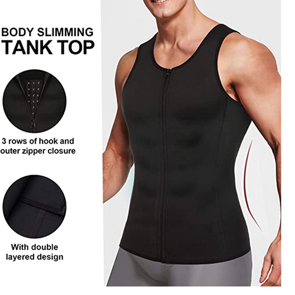 Men's Waist Trainer Vest - Neoprene Corset for Weight Loss & Body Shaping | Compression Slimming Tank Top (Sizes X-3XL) | Perfect for Gym, Sauna & Everyday Wear