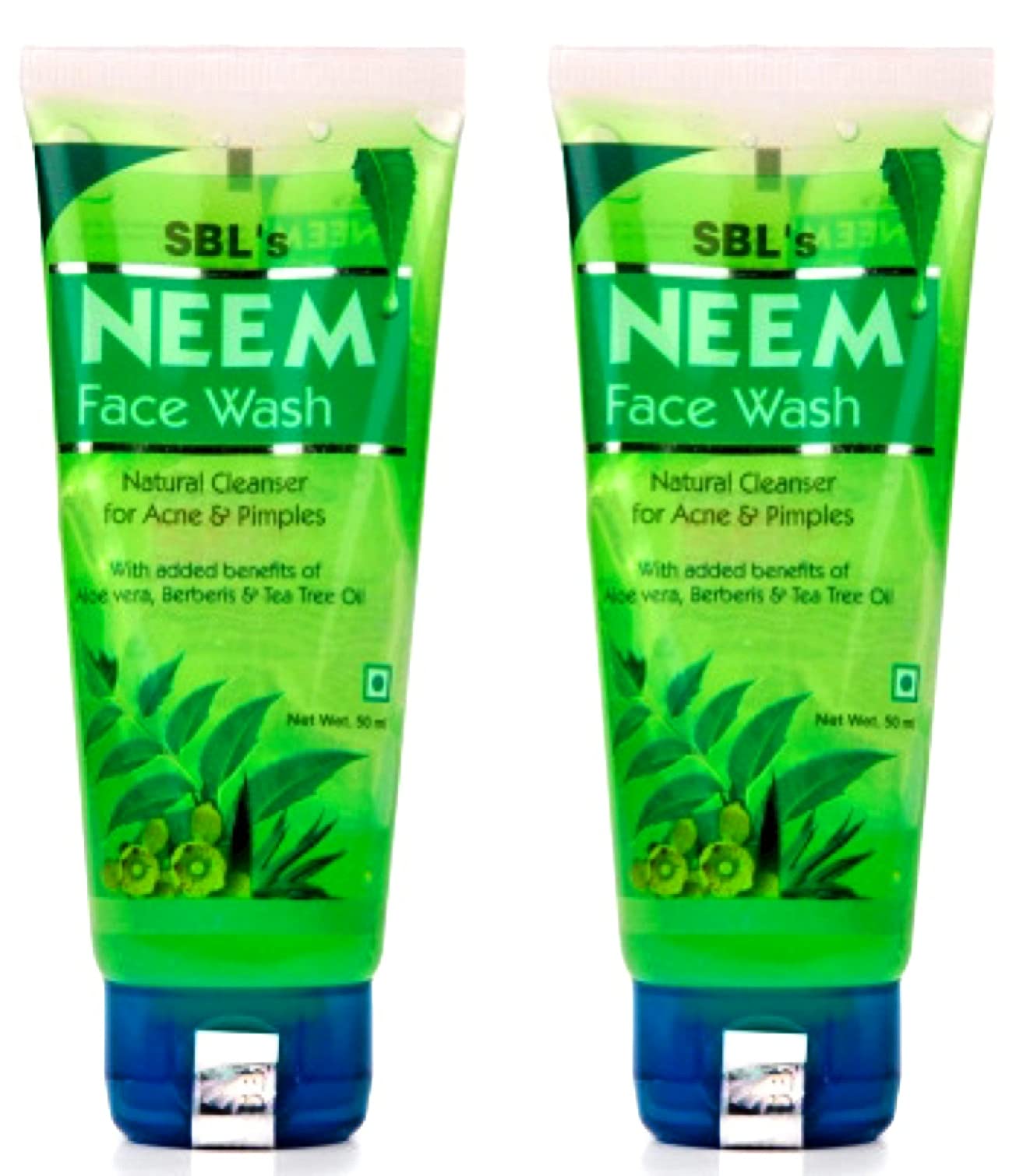 Organic SBL Neem Face Wash 100gm - Pack of 2 | Natural Acne Treatment & Oil Control | Perfect for Daily Skincare Routine & Sensitive Skin Care