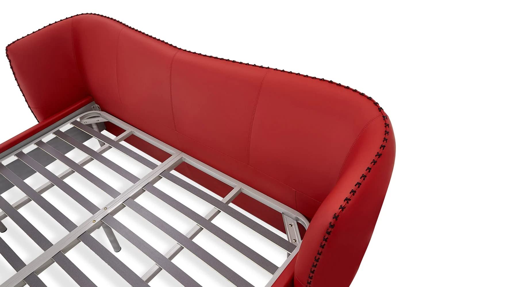 Zuri Furniture Modern Vitali Red Microfiber Leather King Size Platform Bed Frame - Perfect for Master Bedroom, Guest Room & Contemporary Home Decor