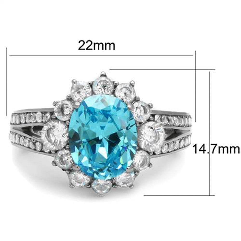 Marimor 3.58ct Sea Blue CZ Halo Engagement Ring for Women - Perfect for Proposals & Anniversaries