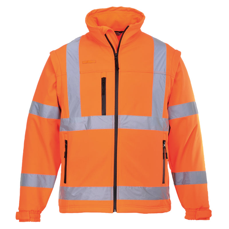 Portwest PW092 High Visibility Softshell Jacket - Reflective Safety Workwear for Construction, Cycling & Outdoor Activities