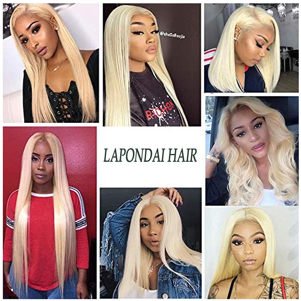613 Blonde Human Hair Extensions 3 Bundles (24 26 28 Inch) 8A Brazilian Straight Virgin Remy Hair - Perfect for Daily Wear, Parties & Special Occasions