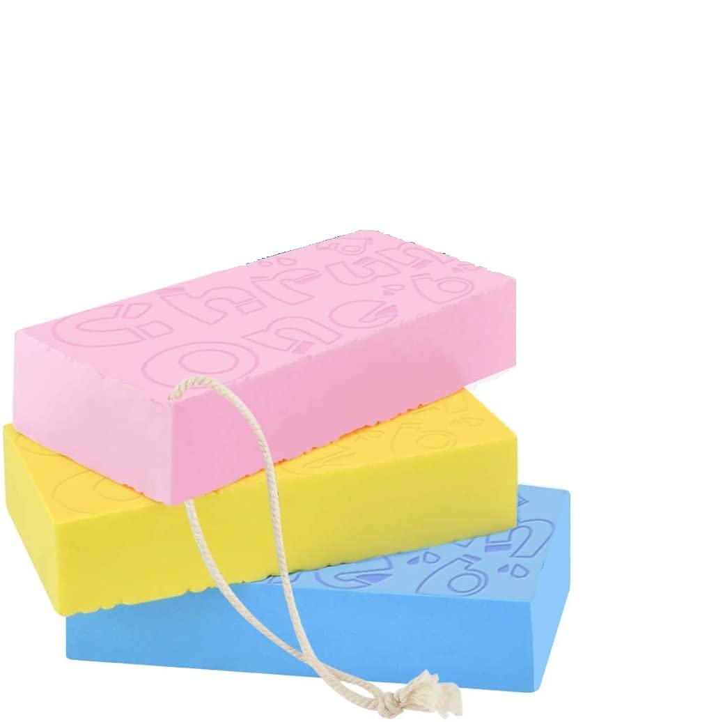 CAZINA Exfoliating Bath Sponge for Women & Men - Soft Skin Scrubber, Dead Skin Remover, Face & Body Wash - Pack of 2 (Multicolor) - Perfect for Shower, Bath & Spa Day