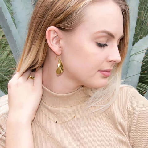 14K Gold Plated French Wire Earrings for Women - Elegant Dangle Earrings for Party, Wedding & Everyday Wear | M H W ACCESSORIES