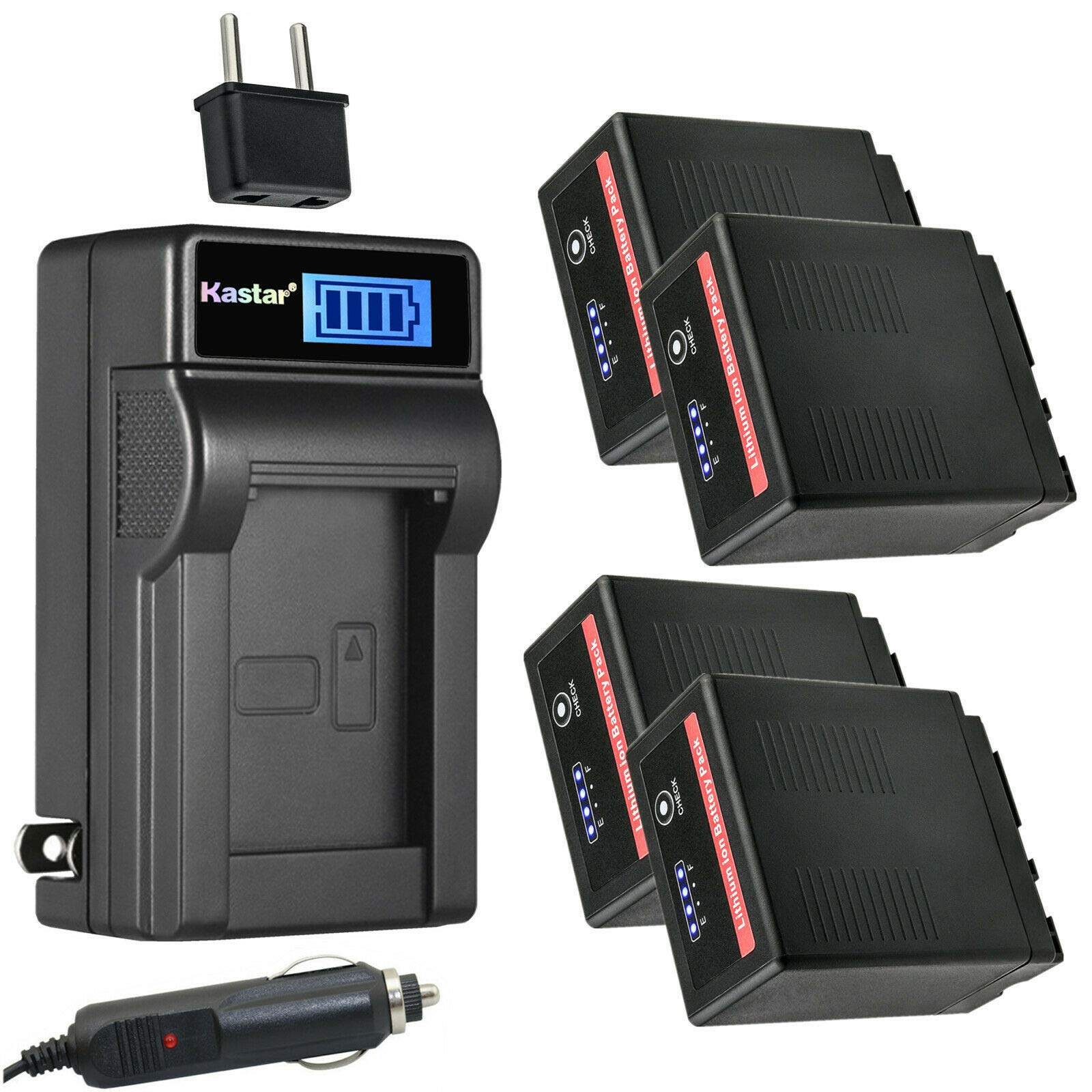 Kastar 4-Pack VW-VBG6 Pro Battery & LCD AC Charger for Panasonic AG-HSC1U/AC7/AF100/AF105A/AC130/AC160 Camcorders - Perfect for Professional Videography, Travel Vlogging & Outdoor Filming