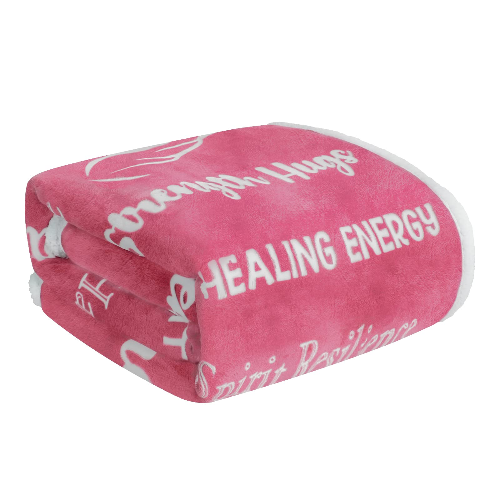 **MACEVIA Inspirational Pink Sherpa Fleece Reversible Throw Blanket for Women - Super Soft & Warm 50