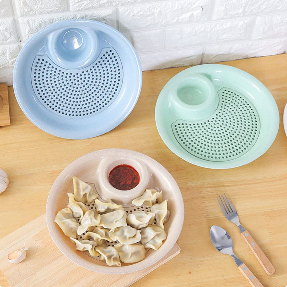 5-Piece Plastic Dumpling & Fruit Drainer Dish Set - Multipurpose Kitchen Colander for Draining, Serving & Storing - Perfect for Dumplings, Fruits, Vegetables & Pasta - Dishwasher Safe BPA-Free Kitchen Essential
