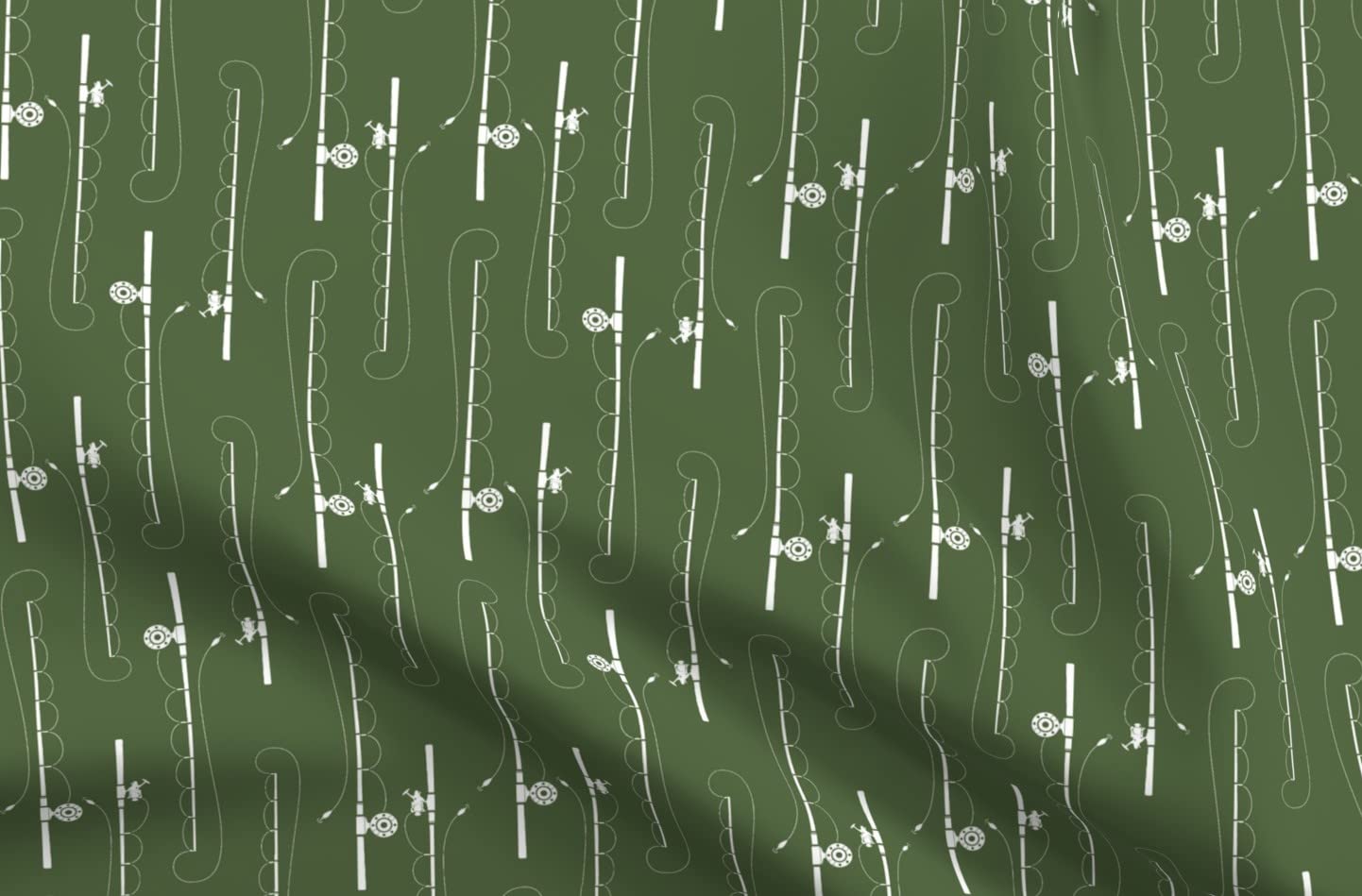 Premium Fishing Green Camping & Beach Lake Printed Minky Fabric Fat Quarter - Soft Plush Material for DIY Baby Blankets, Quilt Backing, Plush Toys & Sewing Projects - Perfect for Nursery Decor, Outdoor Adventures & Cozy Home Crafts