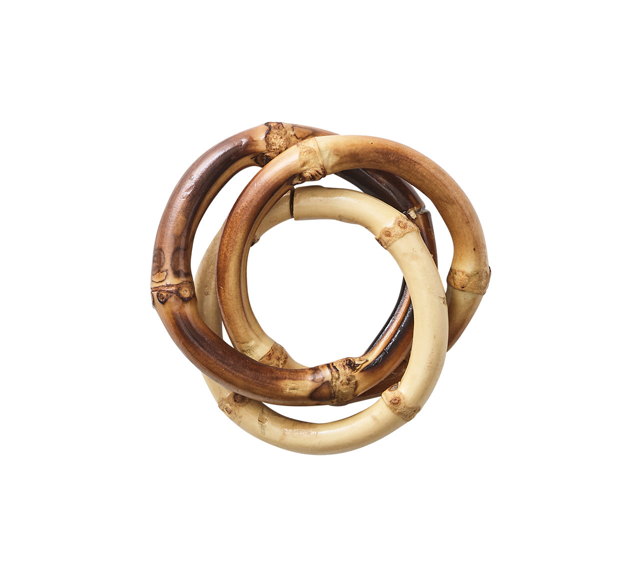 Natural Bamboo Trinity Napkin Rings - Set of 4 for Elegant Table Setting, Wedding Decor & Holiday Dinner Party