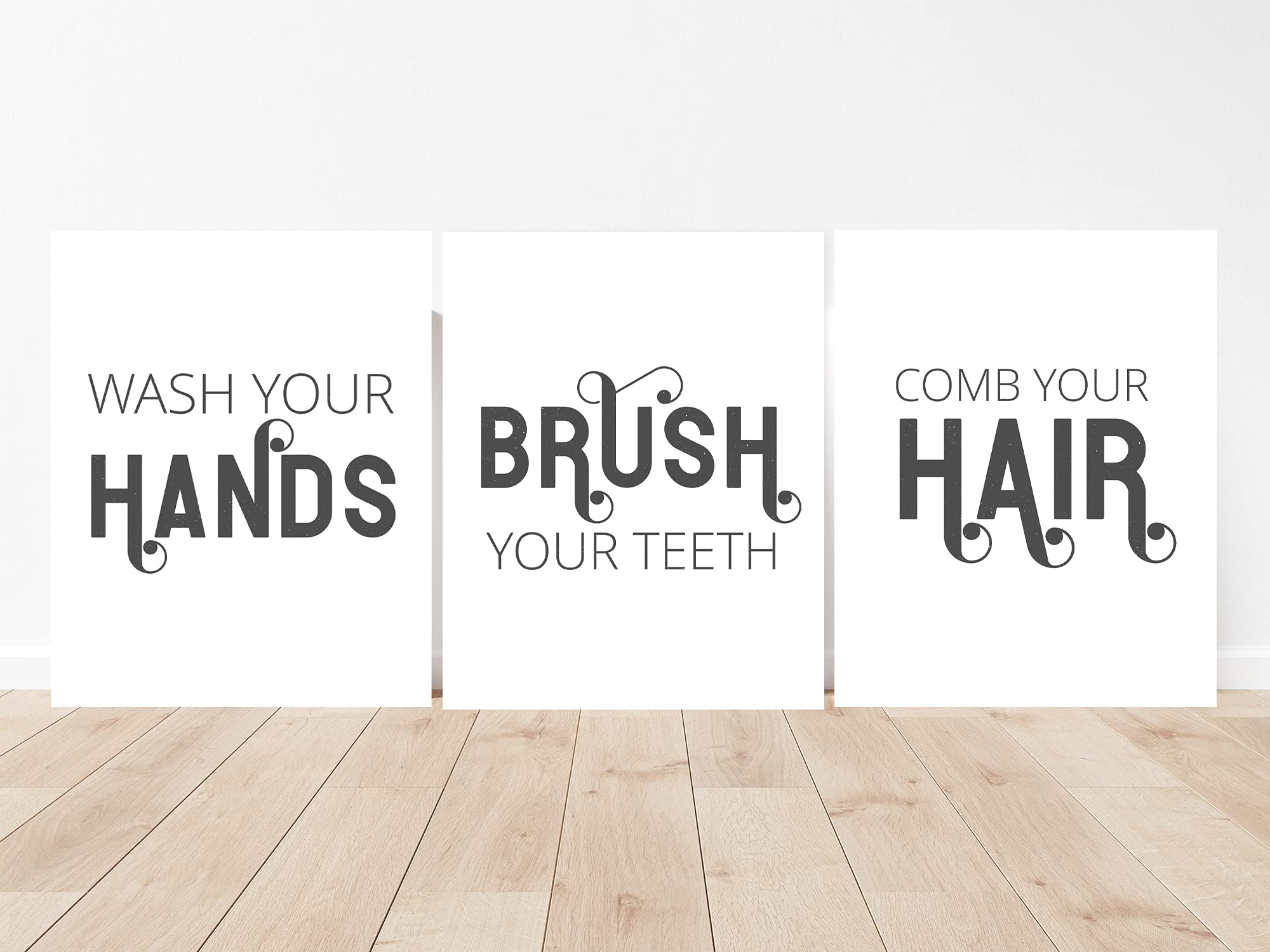 Wash Your Hands Brush Your Teeth Comb Your Hair - Motivational Bathroom Wall Art Poster for Kids (12x16 Inches) - Perfect for Children's Bathroom Decor & Daily Routine Reminder