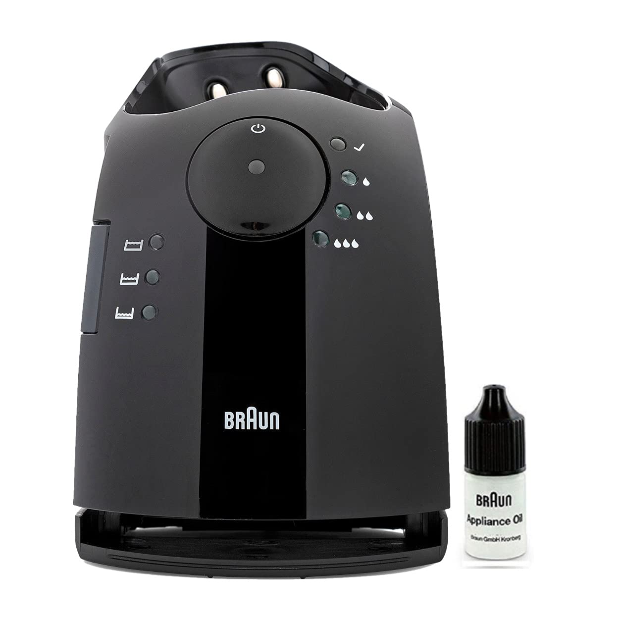 Braun Clean & Charge Station for Pulsonic Series 7 Shavers - Black Shaver Cleaning System with Charging Dock & Shaver Oil (2 Items) - Perfect for Travel & Home Grooming