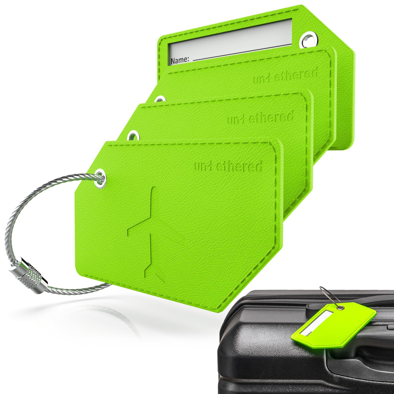 Durable 4-Pack Luggage Tags for Suitcases & Travel Bags | Waterproof ID Tags with Name Identifier | Easy Identification for Airports & Vacations | Perfect for Business Trips & Family Travel