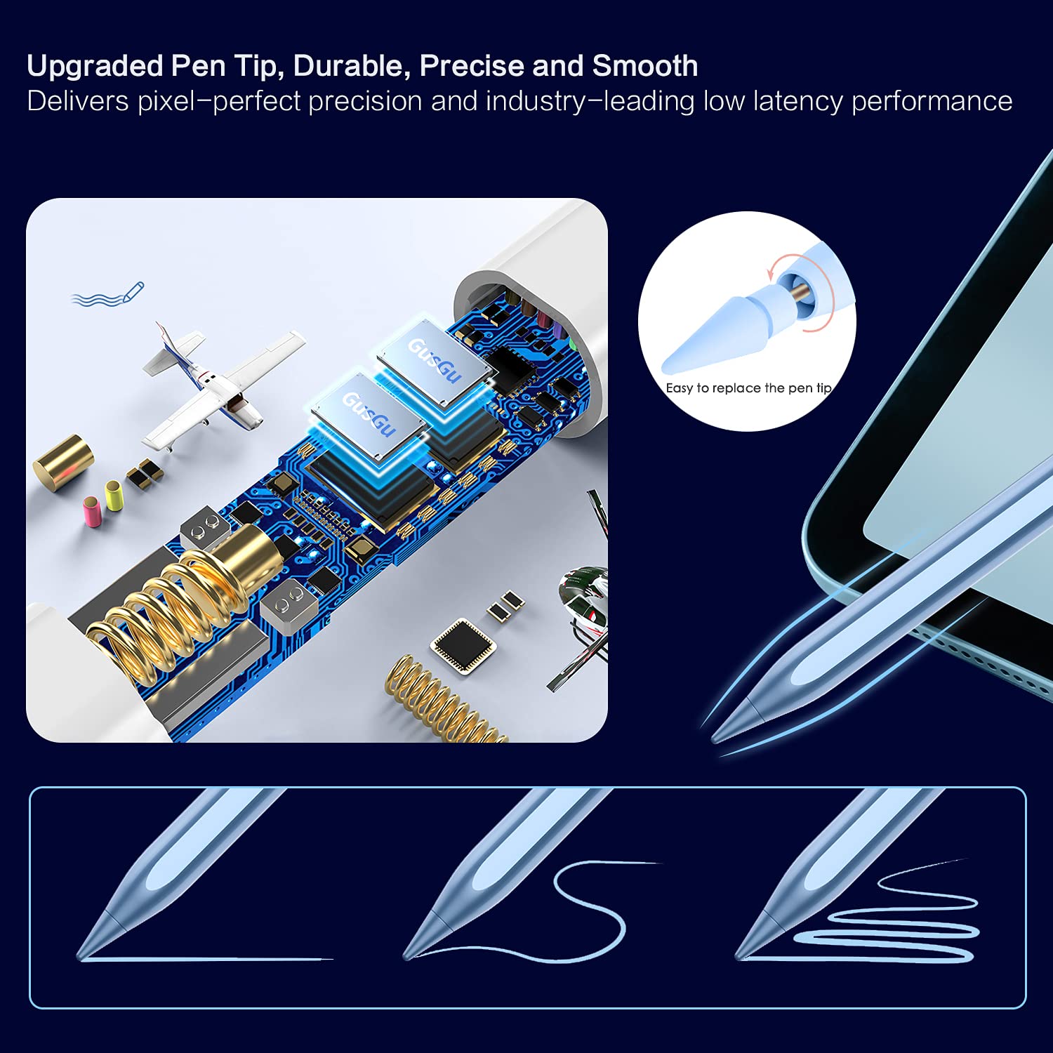 Apple Pencil Alternative for iPad 10/9/8/7/6th Gen & iPad Pro 12.9/11/13-inch M4 - Fast Charging Stylus Pen with 10-Minute Quick Charge - Compatible with iPad Air 3/4/5/M2 & iPad Mini 5/6 - Perfect for Drawing, Note-Taking & Digital Art (Blue)
