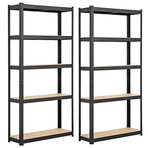 2-Pack Heavy Duty Steel Storage Shelves - Garage, Home, Bathroom & Office Organizer - Durable Metal Shelving Unit for Books, Tools & Supplies - Perfect for Closet, Pantry & Laundry Room Organization
