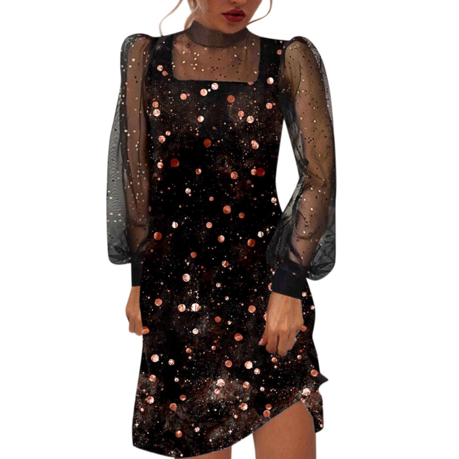 Women's Sexy Mini Mesh Dress - Long Sleeve Casual Spring Summer Dress for Ladies | Perfect for Date Night, Club Wear & Party Outfits