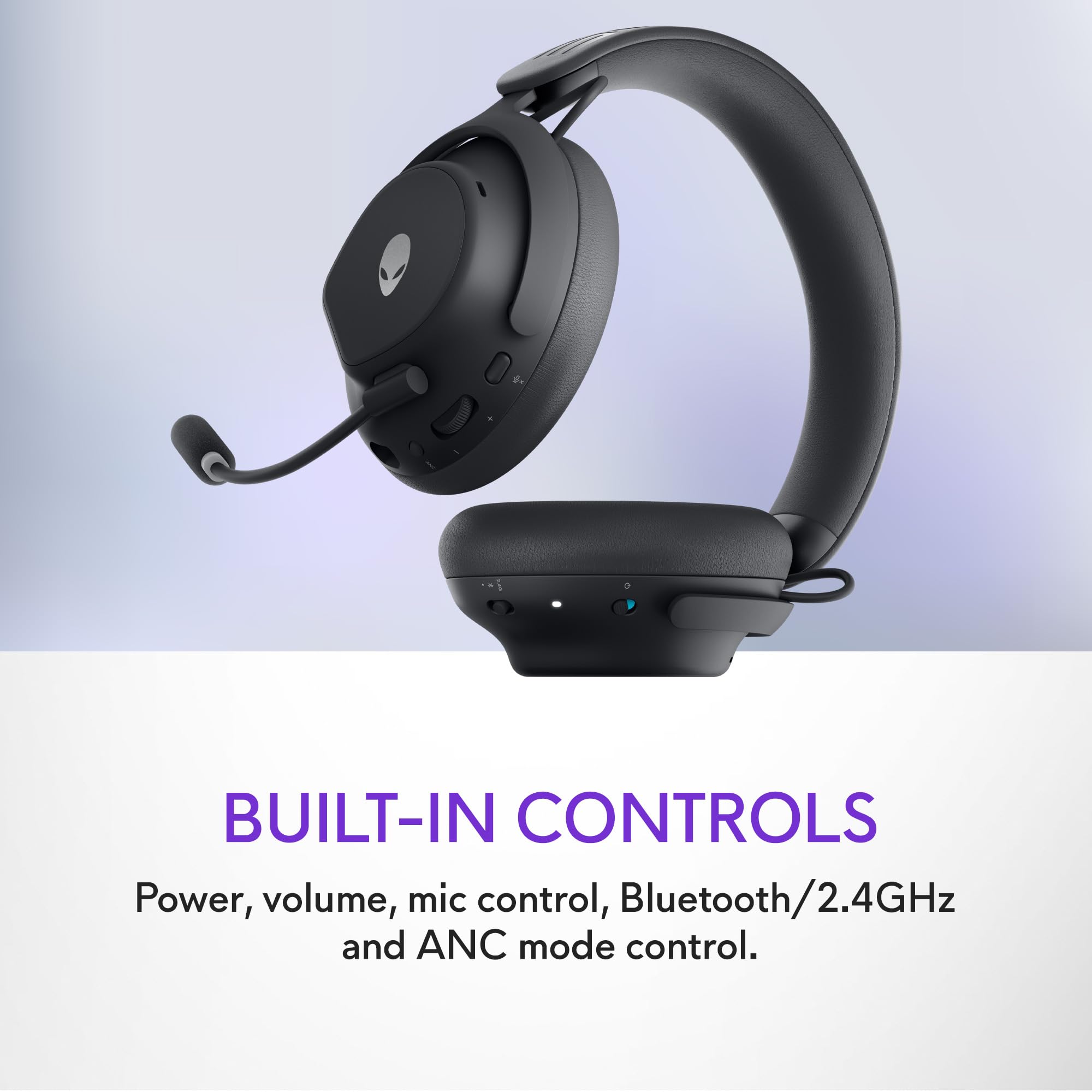 Alienware Pro Wireless Gaming Headset - Dual Mode Wired/Wireless, Bluetooth 5.3, 15-Min Fast Charge, 20Hz-20KHz Hi-Res Audio, 24H ANC Battery Life - Dark Side of The Moon | Perfect for PC/PS5/Xbox Gaming & Online Meetings