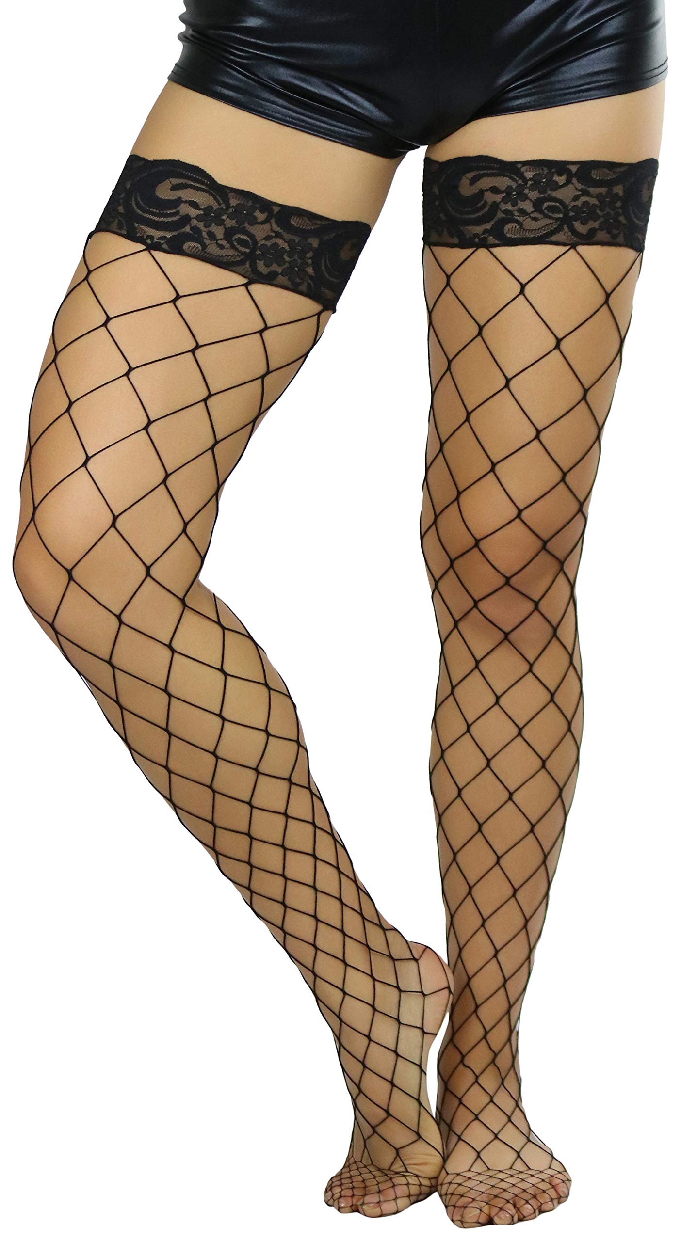 ToBeInStyle Women’s Bright & Vibrant Fishnet Thigh High Stockings - Sexy Fashion Tights for Parties, Cosplay & Night Out