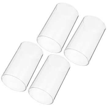 4pcs High Borosilicate Glass Candle Shade - Transparent Lamp Chimney Tube Holder Cover for Taper Candles | Perfect for Dining Table Decor, Wedding Centerpieces & Romantic Ambiance
