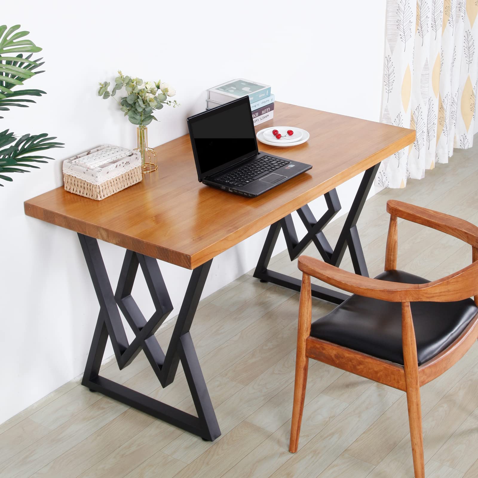 SSS Furniture 2-Piece Black Cast Iron Metal Table Legs - 28
