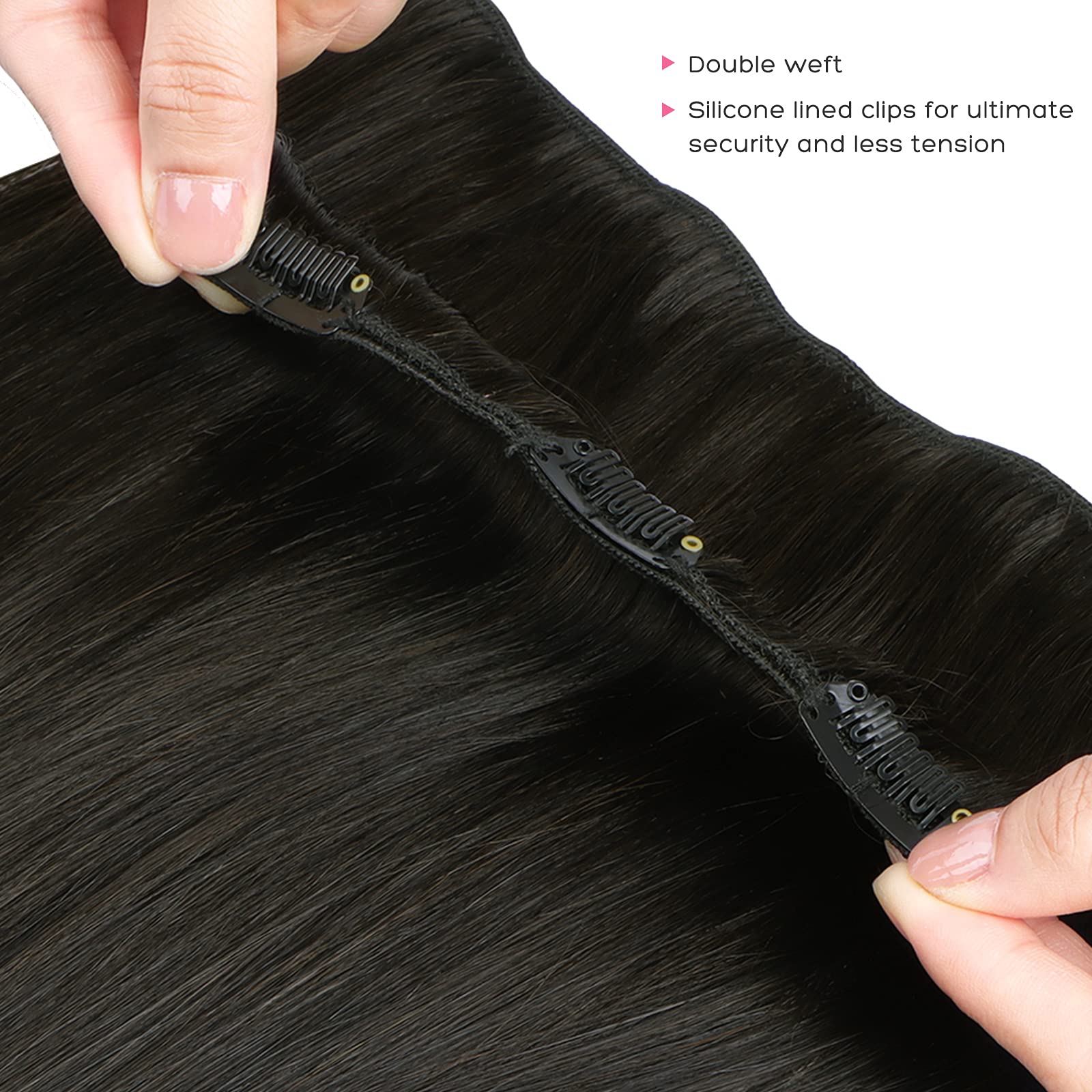 Marat Clip in Human Hair Extensions 22 Inch Straight - Dark Brown 120g for Volume & Length | Perfect for Parties, Weddings & Daily Styling