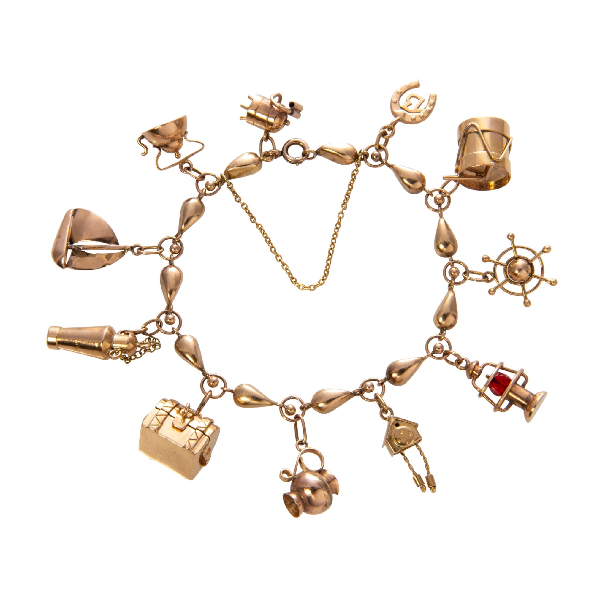 Vintage 18K Gold Mixed Charms Bracelet - Elegant Layered Jewelry for Women - Perfect for Everyday Wear, Gift Giving & Special Occasions