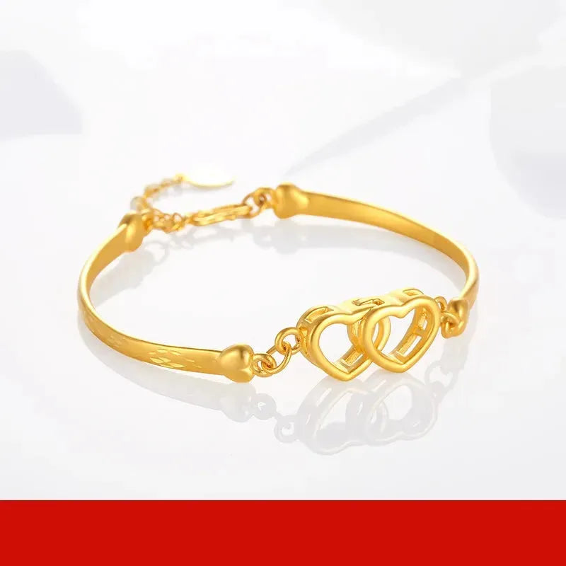 24K Pure Gold Bracelet 999 Solid Real Gold Bangle - Upscale Romantic Classic Jewelry for Women, Trendy Gift for Anniversary, Birthday & Special Occasions