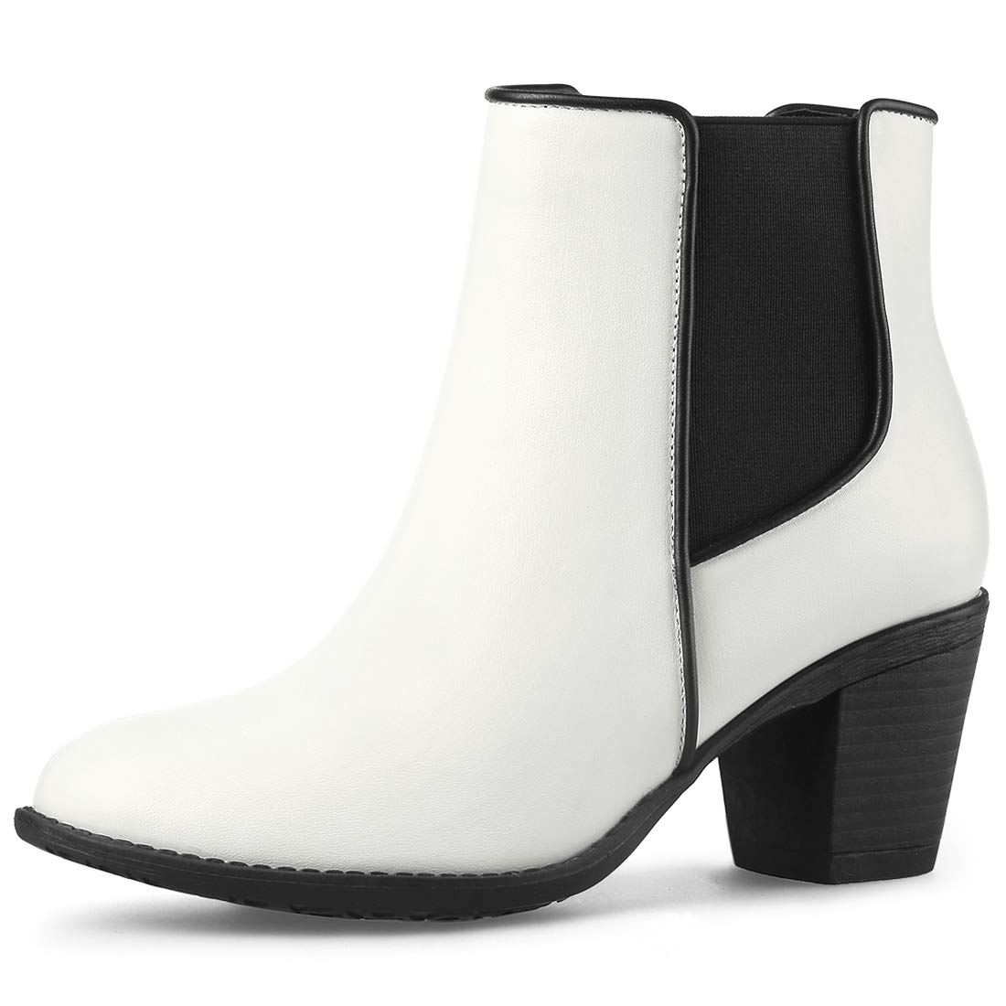 Allegra K Women's Chunky Heel Chelsea Ankle Boots Round Toe Mid Calf Booties for Fall Winter Fashion Outfits | Office Work & Casual Wear