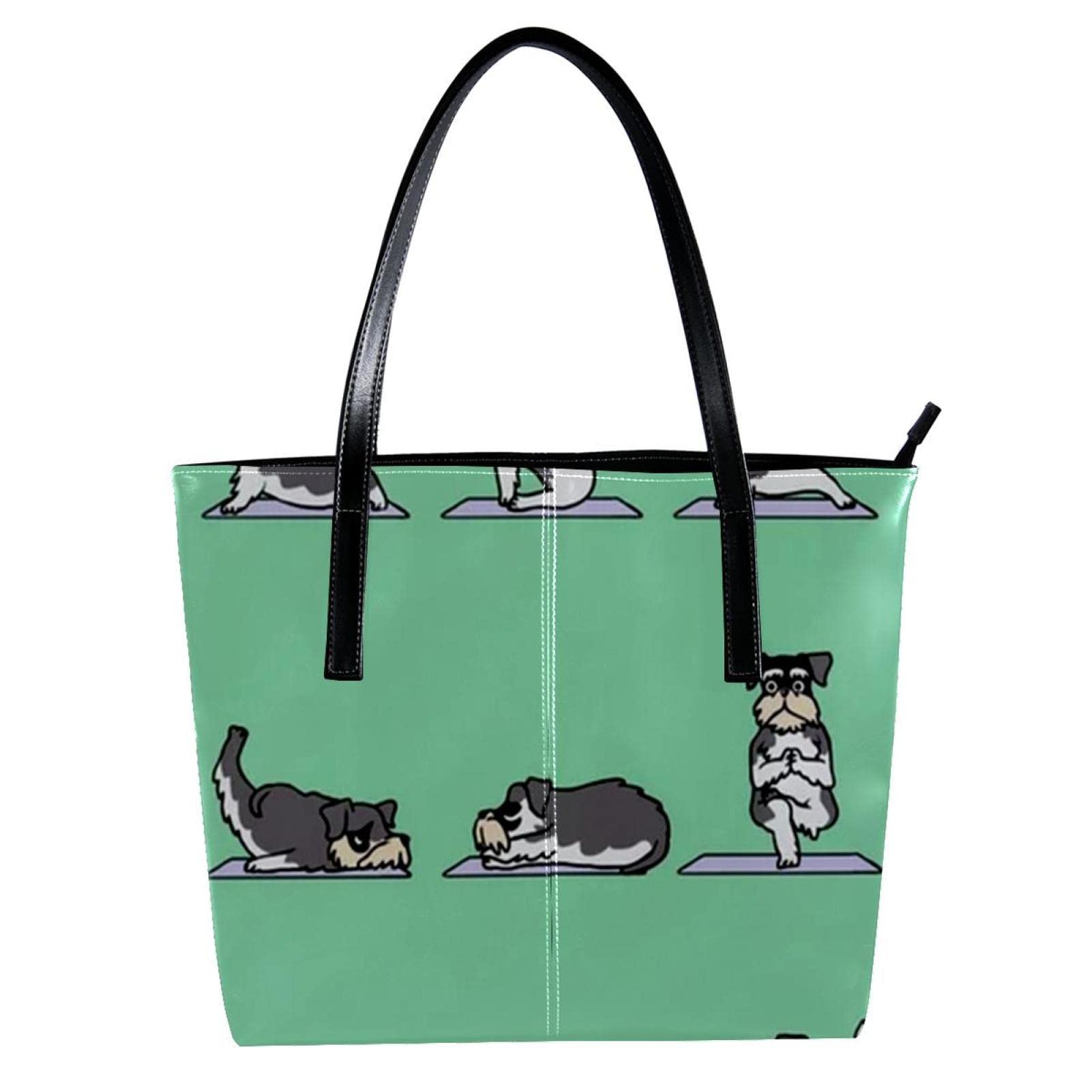 Stylish Women's Tote Bag - Waterproof Beach Bag with Zipper, Cute Cartoon Schnauzer Design, Spacious Shoulder Purse for Laptop, Yoga & Travel | Perfect for Work, Gym, Shopping & Vacation Essentials