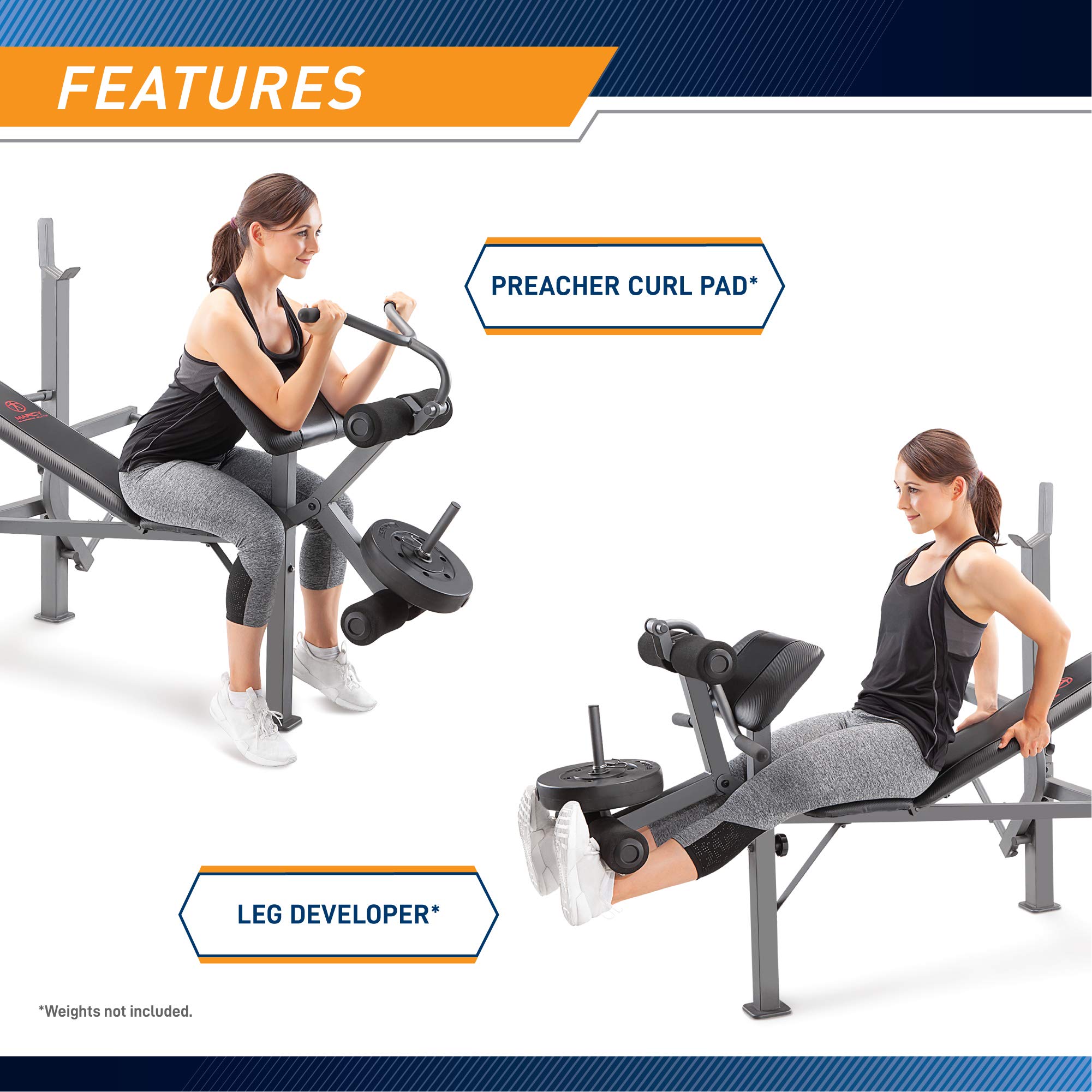 Marcy MD-389 Weight Bench - Adjustable Incline, Leg Developer & Butterfly Arms for Home Gym Workouts