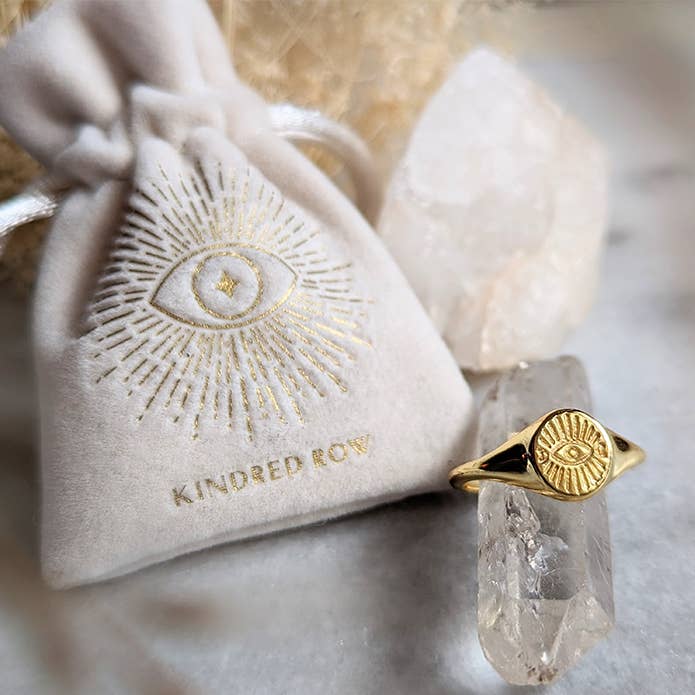 Evil Eye Adjustable Gold Ring for Women - Protection Jewelry for Good Luck & Positive Energy - Perfect for Gifts, Daily Wear & Spiritual Healing