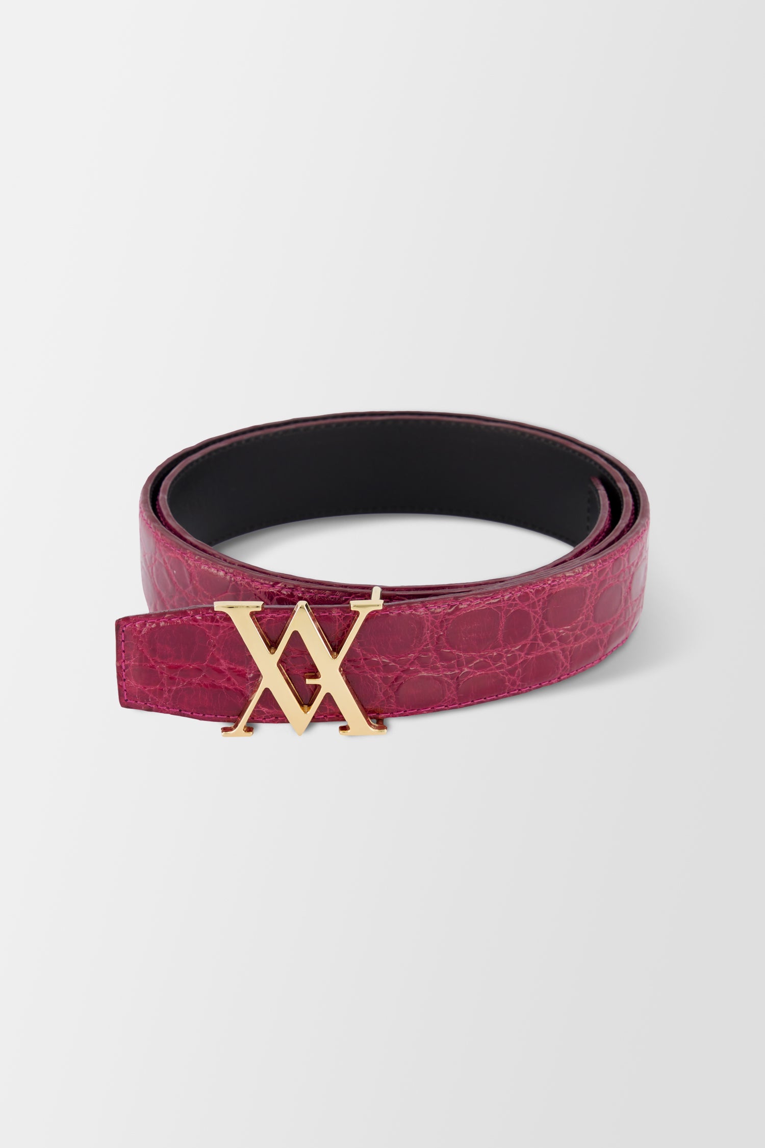 Artioli Genuine Red Bordeaux Caiman Leather Belt for Men - Premium Dress Belt for Business, Formal & Casual Wear