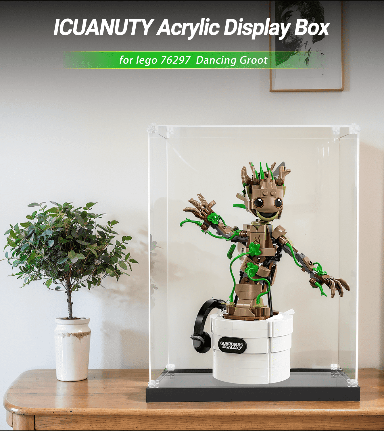 LEGO Super Heroes Dancing Groot 76297 Display Case - Premium Acrylic Showcase for Collectible LEGO Sets | Perfect for Home Decor, Office Display & Gift Giving