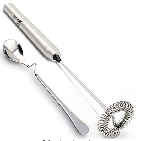 Stainless Steel Electric Milk Frother - Handheld Battery Operated Coffee Mixer & Foamer for Latte, Cappuccino, Hot Chocolate - Perfect for Home, Office & Coffee Shops