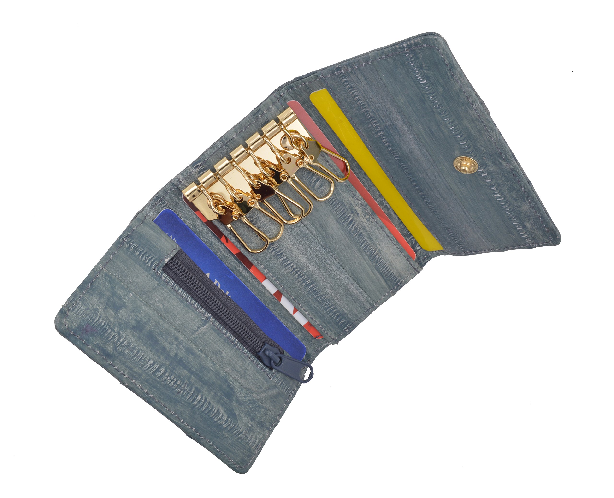 Premium MARSHAL Eel Skin Leather Key Case Wallet - Slim & Durable Key Organizer for Men & Women - Perfect for Home, Office & Travel Accessories