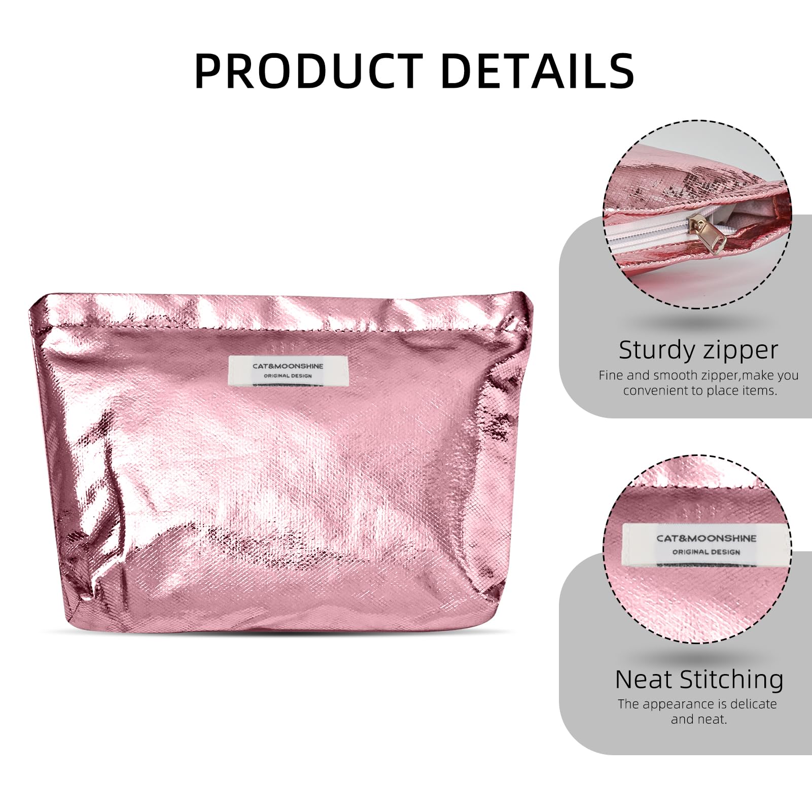 Luxury Glitter Makeup Bag for Women - Cute Shiny Cosmetic Organizer, Travel Toiletry Pouch, Canvas Makeup Case (Pink) - Perfect for Travel, Gym & Daily Beauty Essentials Storage
